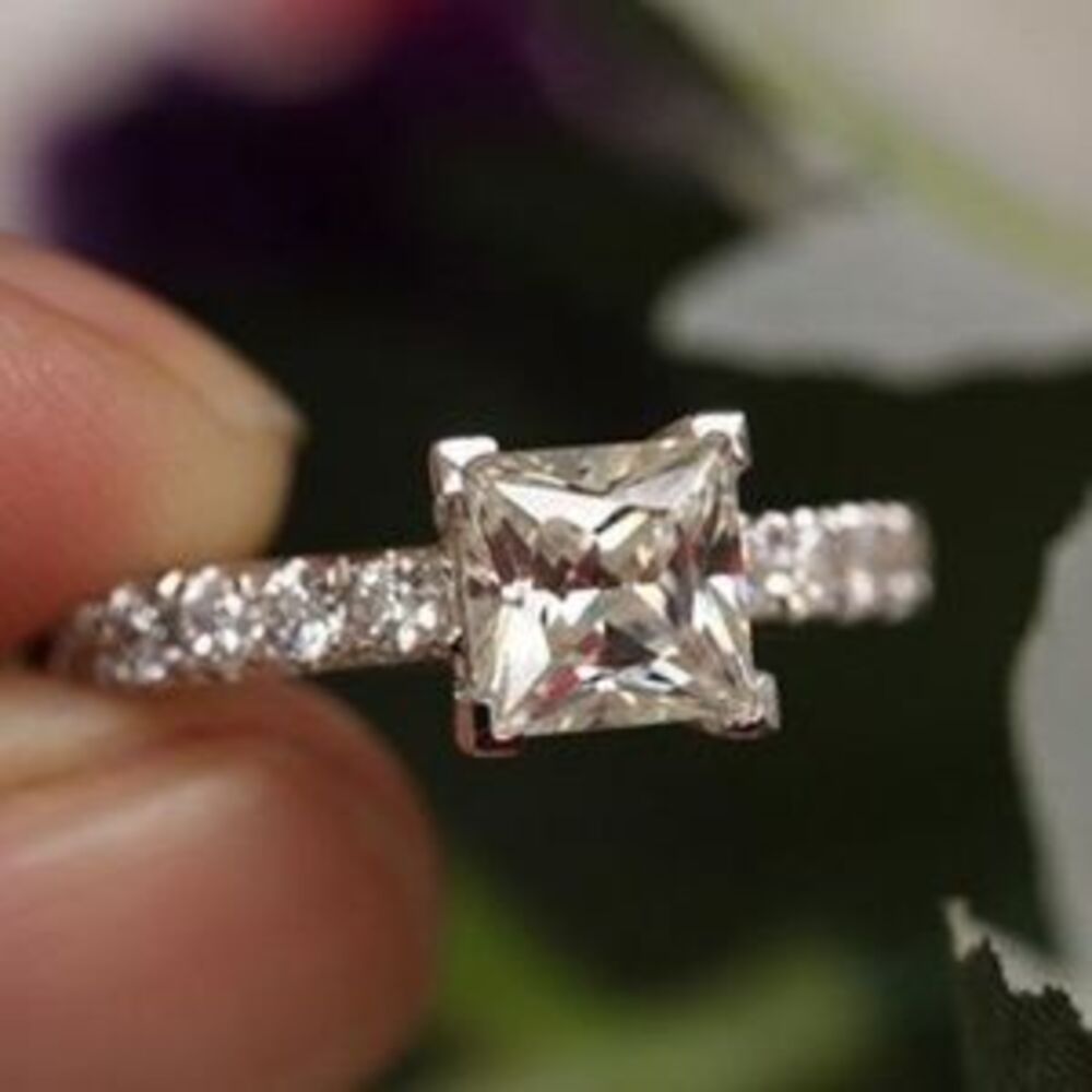 NEW 925 Sterling Silver Princess Cut Diamond Ring